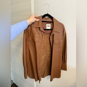 Zara leather button up